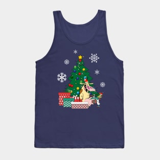 Cow And Chicken Around The Christmas Tree Tank Top